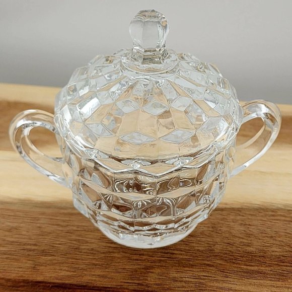 Colony Whitehall Clear Covered Sugar Bowl cube cubist glass midcentury vintage - Picture 8 of 16